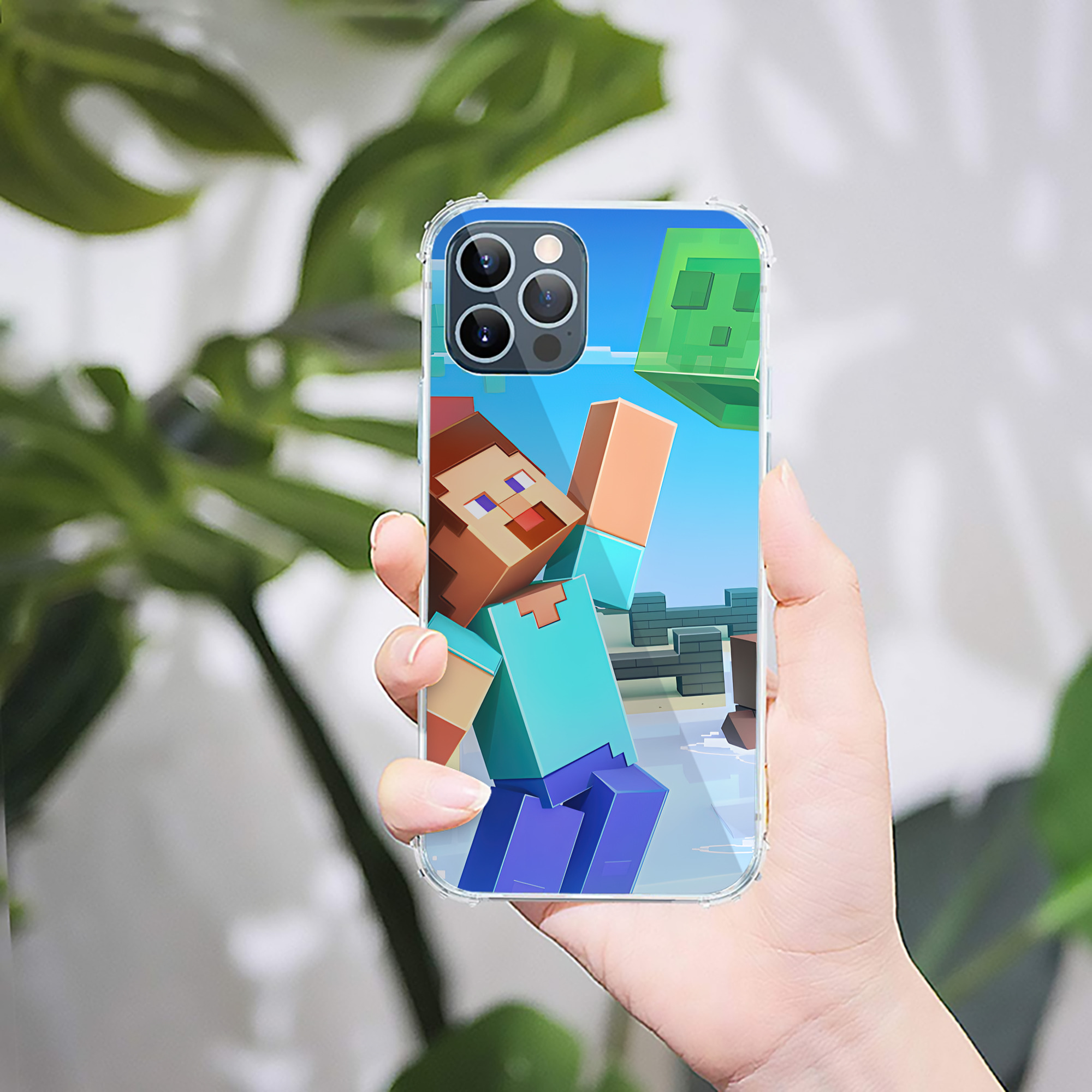（画像用） マインクラフト ブロックの世界 Minecraft MC Block world 【iPhone 12シリーズ対応】透明スマホケース（クリアソフトケース）